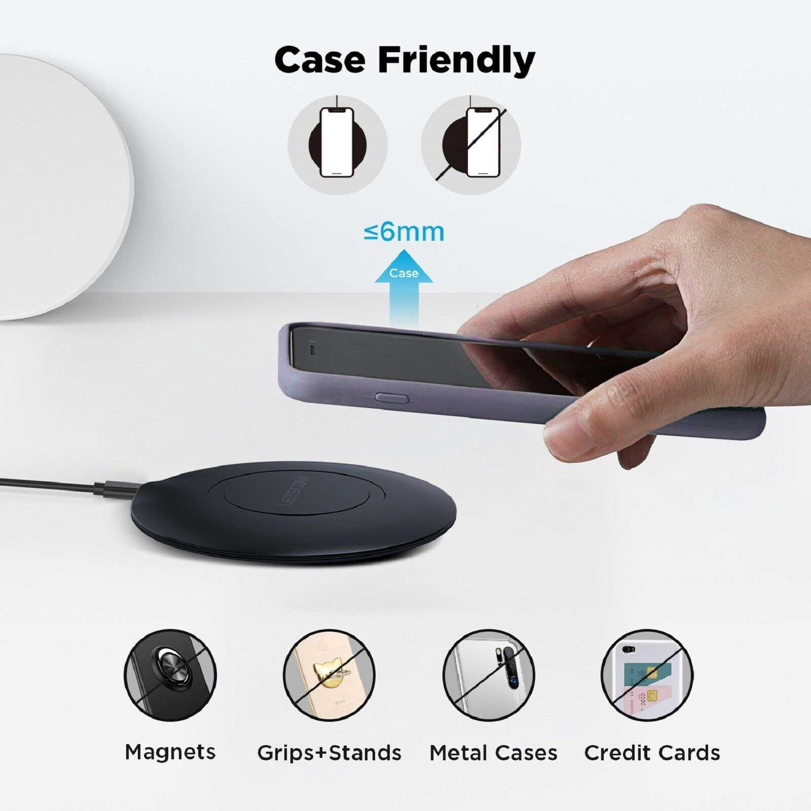 15W Fast Wireless Charger Compatible With iPhone 16e/17e - With USB Wall Charger Power Adapter Charging Pad Slim Quick Charge