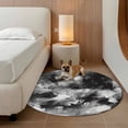 thumbnail image 2 of Abstract Black Grey Round Area Rug 4Ft Washable Circle Rugs for Bedroom Dining Room, Vintage Shabby Geometric Textured Non-Slip Carpet Floor Mats Indoor Outdoor Carpet Runner Aesthetic Home Decor, 2 of 8