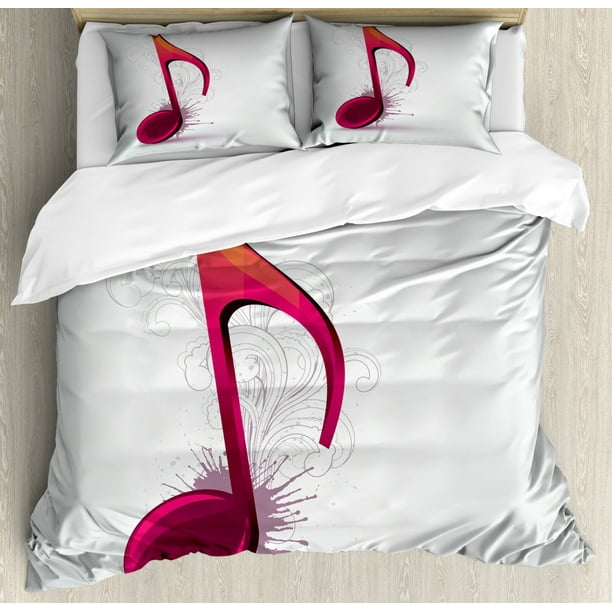 Note Duvet Cover Set King Size Single With Flourishes And Paint On A Grey Note Duvet Cover Set King Size, Grey Pink And White Single Bedding