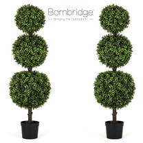 Bornbridge - Artificial English Boxwood Topiary Ball Tree - 4' - Lifelike Indoor/Outdoor Boxwood Plant (2 Pack)