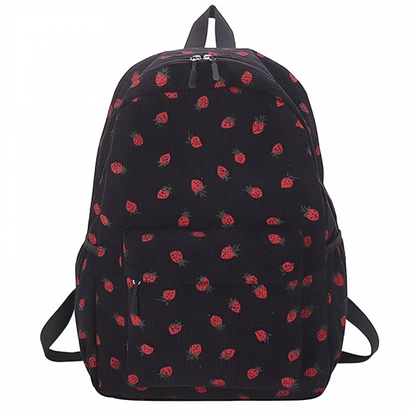 GASTROPOD 2026 New Corduroy Strawberry Backpack Women Multi-Pockets Large Capacity Travel Backpack School Bag Student Book Bag for Travel, School, Shopping, Daily Use