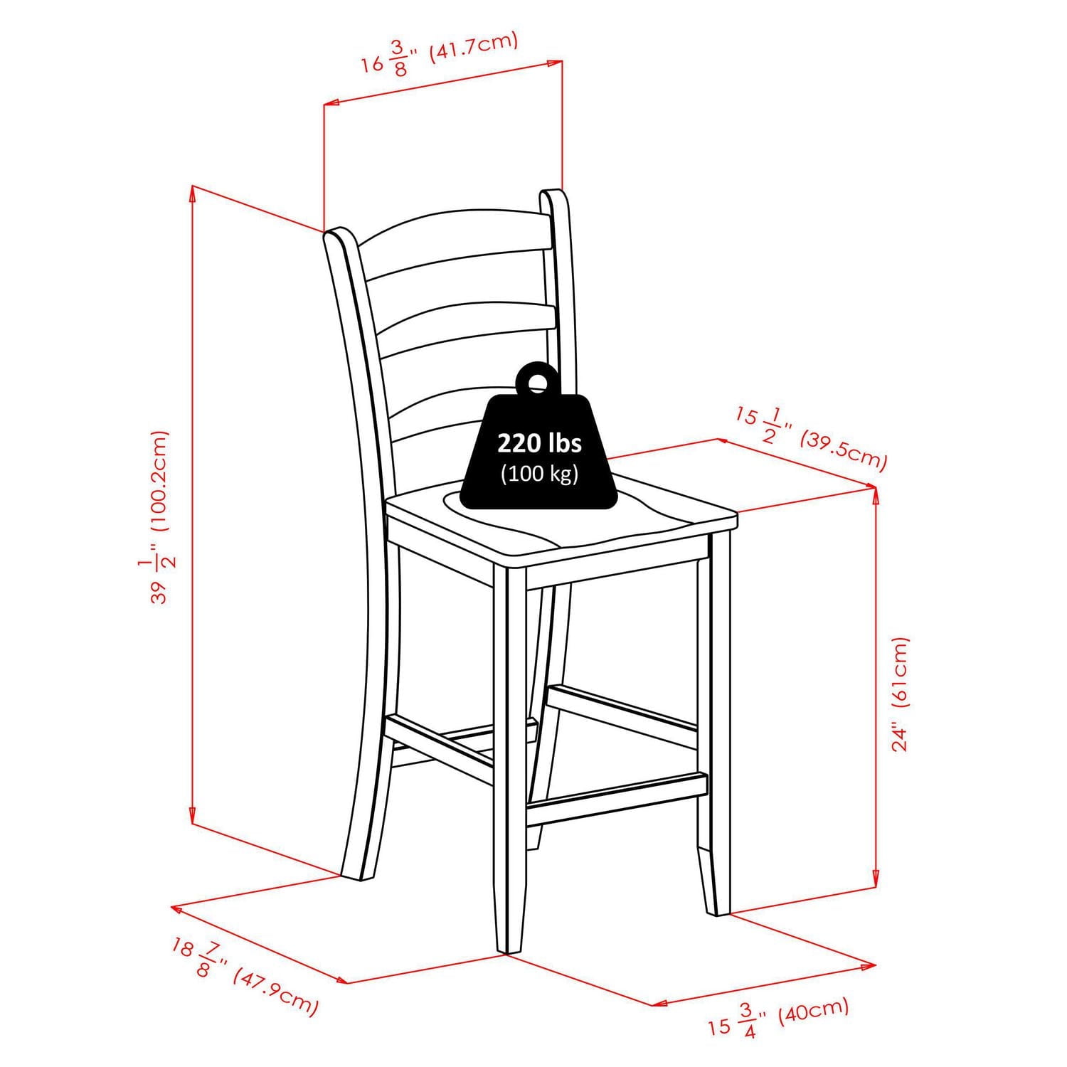 Tabourets comptoir à dossier à bandeaux, 94244 de Winsome