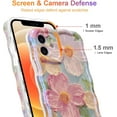 thumbnail image 6 of Case for Apple mobile phone series, Colorful Retro Oil Painting Printed Flower Laser Beam Glossy Pattern Cute Curly Waves Border Exquisite Phone Cover Stylish Durable Silica gel Protective Case, 6 of 9