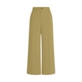 thumbnail image 6 of Women's Suit Pants Solid High Waist Hanging Straight Tube Temperament Wide Leg Suit Pants With Pockets, 6 of 7