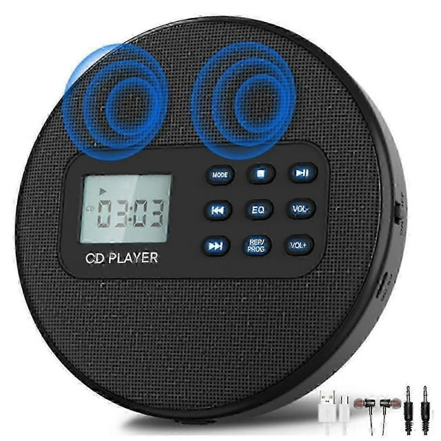 Portable CD Player with Built-in Speakers and Headphones for Music Listening