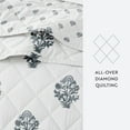 thumbnail image 5 of Noble Linens 3-Piece Dusk Blue Stamped Bloom Reversible Quilt Set, Twin, 5 of 8