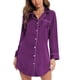 thumbnail image 1 of Camisón de manga larga para mujer, diseño de solapa con botones, elástico, agradable a la piel, cómodo, camisón suelto, 1 of 6