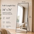 thumbnail image 3 of BEAUTYPEAK 76"x34" Oversized Full Length Mirror Rectangle Wall mirror Floor Mirrors for Leaning, Black, 3 of 11
