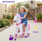 PonyCycle Kid-Powered Ride-On Unicorn Toy, No Battery, Hand Brake, Ages 4-7, Pink, E412