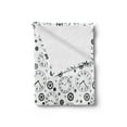thumbnail image 2 of Clocks Soft Flannel Fleece Blanket, Clockworks Theme with Gears Roman Numeral Hours Timer Mechanism Monochrome Pattern, Cozy Plush for Indoor and Outdoor Use, 60" x 80", Black White, by Ambesonne, 2 of 5