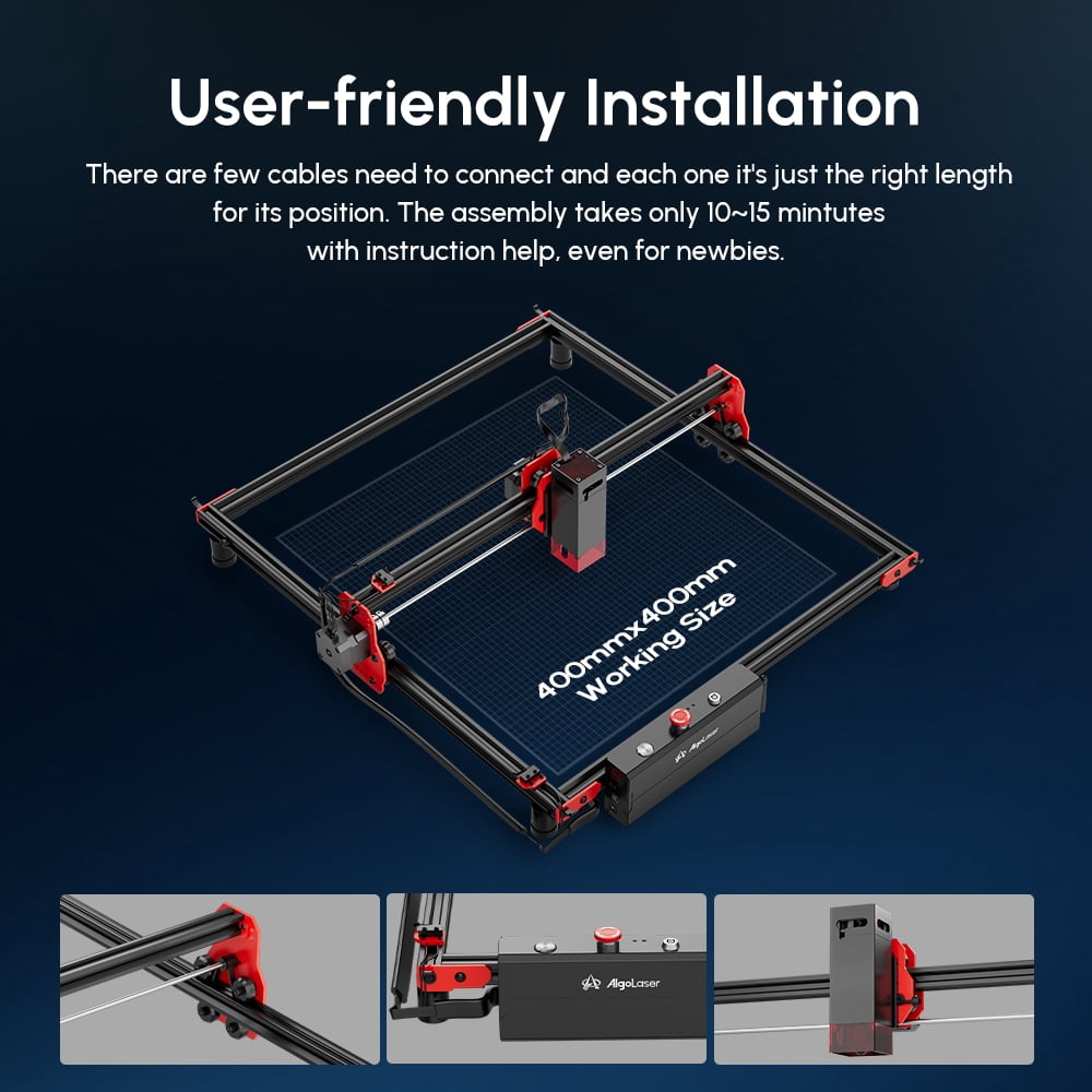 Algo DIY KIT 5W Engraver, Super Easy Cutting Engraving Machine for DIY Acrylic, Wood and Metal, 12000mm/min Engraving Speed Support WiFi and Emergency Stop