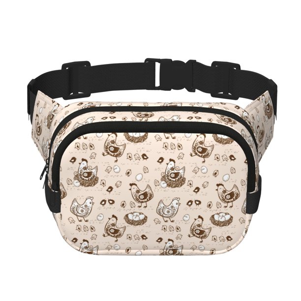 Fotbe Retro Rooster Cangurera Cuadrada con Estampado de Doble Capa, Bolsa de Cintura Ajustable Mini para Hombres y Mujeres