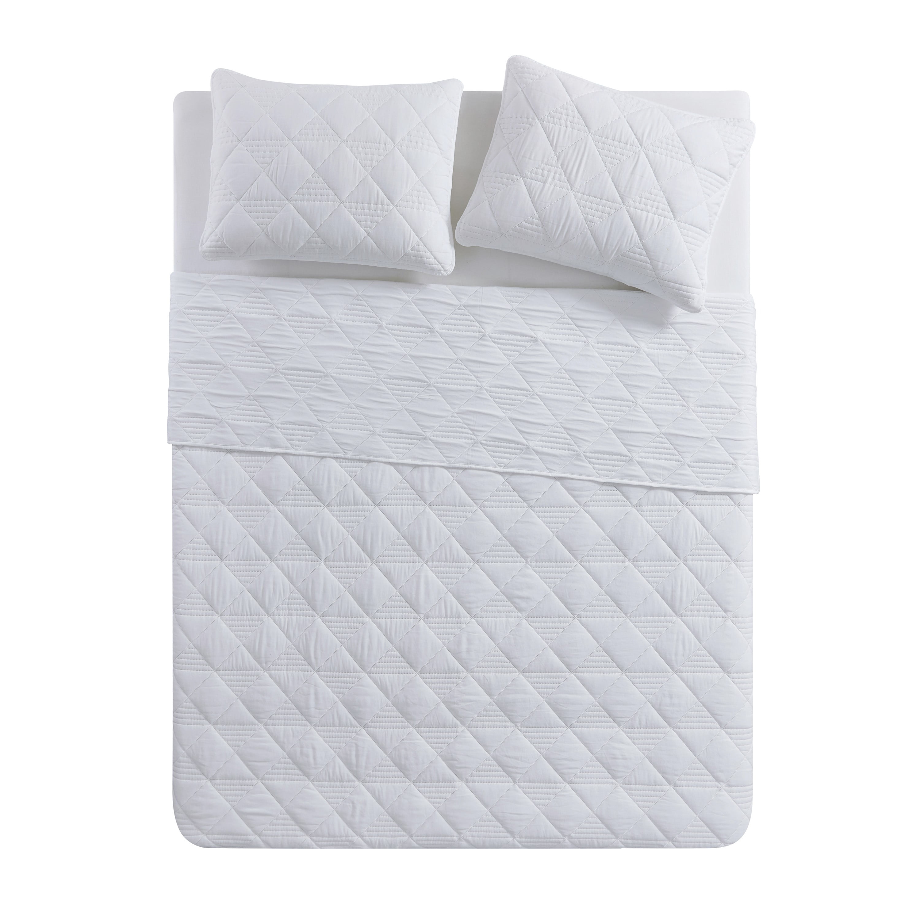 VCNY Home Lucy 3-Piece White Diamond Pinsonic Quilt Set, King, Adult, Unisex