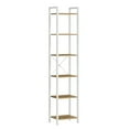 thumbnail image 5 of 6 - Tier Narrow Industrial Bookshelf with Steel Frame - 11.8" x 15.7" x 73.8". for Living Room, Home Office & Study. Honey Brown & Cloud White., 5 of 8