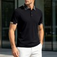 thumbnail image 2 of XAOFW Summer Polo Shirts For Man Fashion Ice Silk V Neck Short Sleeve Button Down Shirts For Everyday Wear Trendy Tops L, 2 of 7