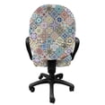 thumbnail image 3 of Geometric Office Chair Slipcover, Pastel Oriental Mosaic Square Scraps Effect Tile Pattern Folkloric Cultural Art, Protective Stretch Decorative Fabric Cover, Standard Size, Multicolor, by Ambesonne, 3 of 5