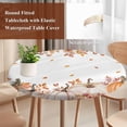 thumbnail image 4 of Fall Pumpkins Round Tablecloth, Fitted Table Cover with Elastic for 55"-60" Round Tables, Thanksgiving Autumn Wildflowers Rustic Leaves Table Cloth Outdoor Indoor Dinning Party Waterproof Tablecloths, 4 of 7