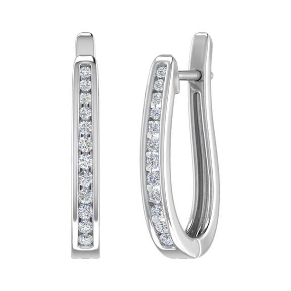 1/4 Carat Diamond Hoop Earrings In 14K White Gold (SI1-SI2 Clarity)