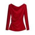 thumbnail image 2 of DAFPZW Womens Business Casual Blouses Dressy Work Tops Fall Fashion Boat Neck Pleated Long Sleeve Shirts Business Clothes, 2 of 6