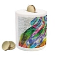 thumbnail image 2 of Brick Wall Piggy Bank, Colorful Grunge Scribbled Drawing on Surface Town Counter Culture Artisan, Ceramic Coin Bank Money Box for Cash Saving, 3.6" X 3.2", Multicolor, by Ambesonne, 2 of 4