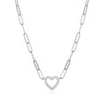 thumbnail image 2 of Forever Facets Cubic Zirconia Heart Paperclip 18” Necklace in Sterling Silver, Adult Female, 2 of 10