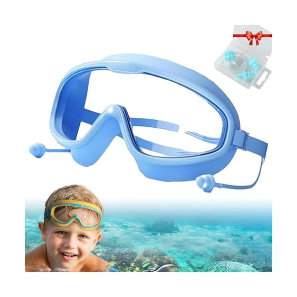 Chenchen HD Children's Large Frame Waterproof and Anti-Fog Swimming Goggles with Nose Cover