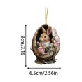 thumbnail image 3 of TUTUnaumb 1PC Easter Bunny Car Pendant Hanging Ornaments, Woodland Easter Ornaments 2D Acrylic Eggshell Rabbit Printed Hanging Decorations, Forest Animals Decorations Jewelry for Easter Party-Yellow, 3 of 6