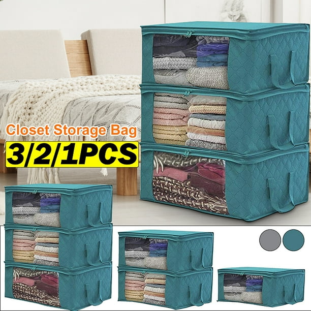 1/2/3pcs Thick Storage Bags, Large Capacity Jumbo Foldable Wardrobe