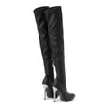 thumbnail image 6 of Womens Black over The Knee Boots with Side Zipper Sexy Leather Stiletto High Heels Winter Fall Dress Tall Boots, 6 of 8