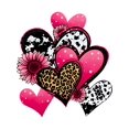 thumbnail image 2 of [Casual Comfort T-Shirt] Stylish Heart Print Women's Casual T-Shirt - Comfortable Crew Neck, Short Sleeve, Knit Fabric, White with Leopard & Floral Heart Design, 2 of 7