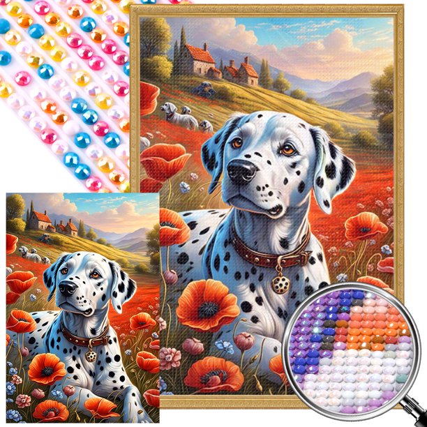 AB Parcial 5D DIY Con Taladro Y Perro Manchado 45x65cm