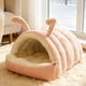 thumbnail image 1 of Cama Plegable Semi-Cerrada de Algodón para Gatos y Perros, Nido Suave para Mascotas Extraíble y Lavable, Casa de Dormir Cálida para Interiores, 35x35x23cm/45x40x26cm, Verde/Gris/Rosa, 1 of 6