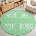 thumbnail image 4 of Laundry 5FT Round Area Rugs for Living Room Wash Dry Fold Repeat Arrows Love Heart Green Ultra-Thin Non-Slip Round Rugs Machine Washable Low Pile Circle Carpet for Bedroom Kitchen Nursery, 4 of 9