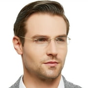 OCCI CHIARI Lightweight Blue Light Blocking Reading Glasses 1.5 for Mens Designer Reader with Comfortable Titanium Frameless, Acrylic Lens(Gold, 1.50)