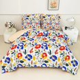 thumbnail image 1 of Floral Printed Queen Comforter Set with Sheets Lightweight Piece Bed in A Bag Comforter Set Vintage Yellow and Grey Flower Pattern Farmhouse Bedding Set, 1 of 8