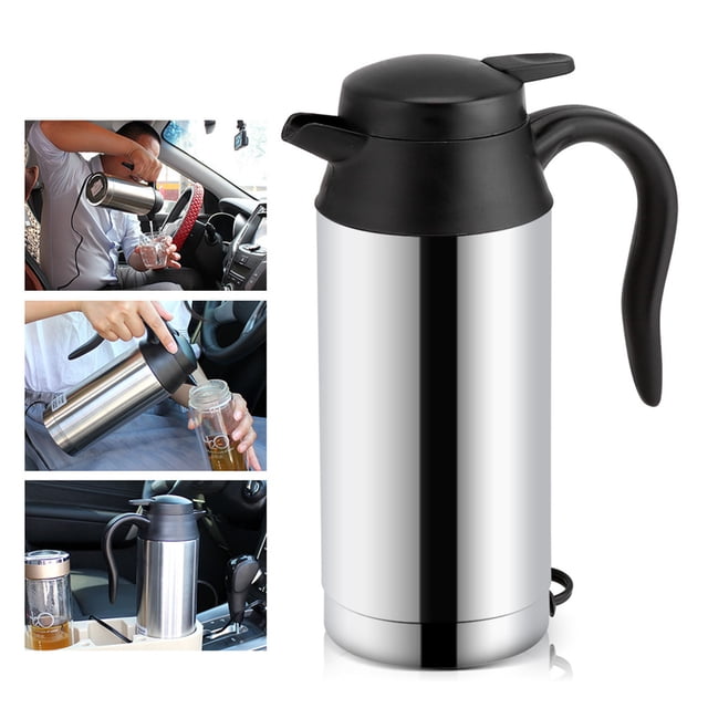 Car Kettle Boiler, 12V 750ml Stainless Steel Electric Heating Sunsbell Travel Cup Coffee Mug Water Bottle Warmer with DC Charger for