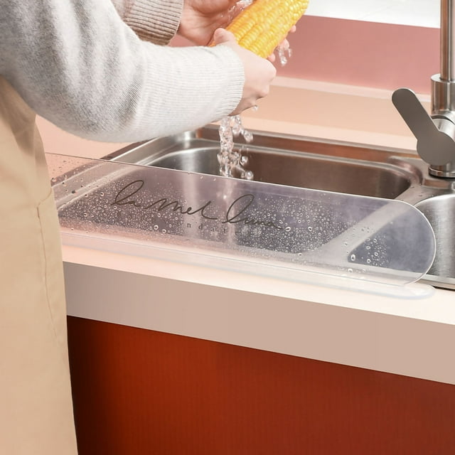 Sink Splatter Guard Kitchen Sink Splash Guard Kitchen Supplies Kitchen Sink Splash Guard Reusable Strong Adhesion Plastic Sink Splatter Guard For Dishes Vegetables Washing