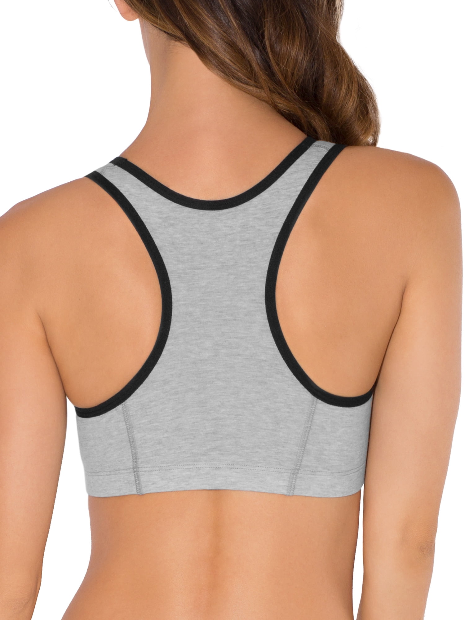 Fruit of the Loom Women's Racerback Style Cotton Sports Bra, 3-Pack, Style-9012
