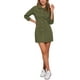 thumbnail image 2 of VESTIDO DE MEZCLILLA PARA MUJER INSPIRE CHIC CON MANGA 3/4 Y BOTONES, VESTIDO MINI DE CAMISA DE JEAN XL VERDE EJÉRCITO, 2 of 6