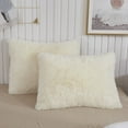 thumbnail image 4 of XeGe 2 Piece Fluffy Faux Fur Duvet Cover Set Twin, Luxury Ultra Soft Velvet Shaggy Plush Bedding Set, Off White Fuzzy Comforter Cover with 1 Furry Pillowcase, Zipper Closure, Twin Size, Beige, 4 of 7