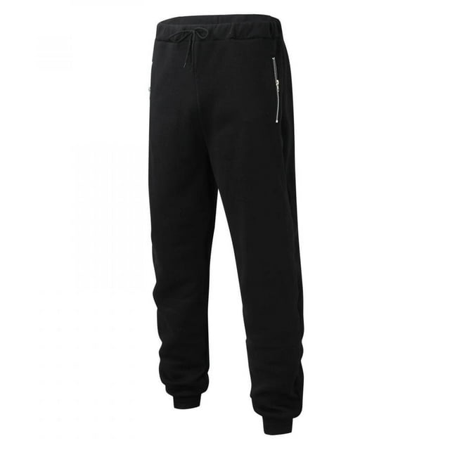 Sweatpants for Men- Wide Leg Loose Solid With Pockets Zip-up Gym Men‘s Pants Blue L