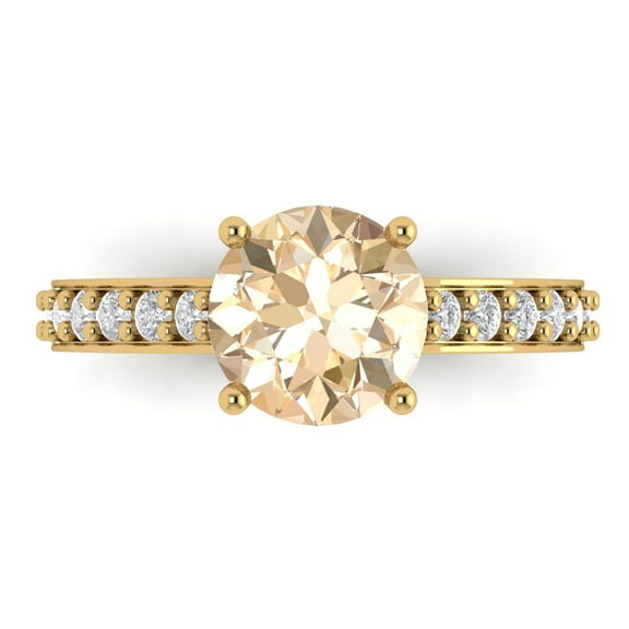 Solitaire with Accents Engagement Ring for Women - 2.3ct Natural Morganite in 18K Yellow Gold Promise Ring