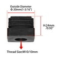 thumbnail image 2 of Flyshop 4 PCS Square M10 Thread Plastic Adjustable Leveling Foot Tube Insert Table Chair Tube End Blanking Caps, Black, 30 x 30 mm, 1-3/16" x 1-3/16", 2 of 6
