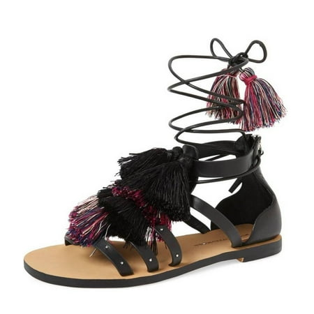 

Rebecca Minkoff Women s Elisha Tassel Lace Up Sandals US 5.5 Black