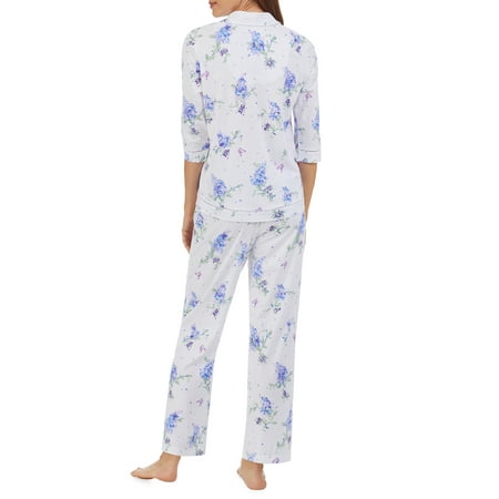 

Carole Hochman Women s and Women s Plus 3/4 Sleeve Notch Collar Knit Pajama Set 2pc.