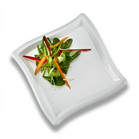 10 Inch Square Wave - White 10 Inch Square Wave Plastic Dinner Plates/Set of 120