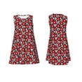 thumbnail image 3 of Bixox Red Floral Print Women's Sleeveless A-Line Dress with Pockets, Casual Knee-Length Tank Dress for Summer-Medium, 3 of 7