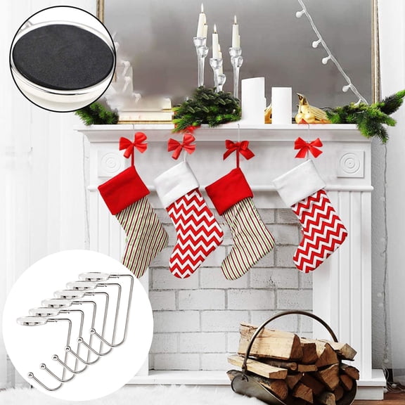 dianhelloya 6Pcs Good Load-bearing Fireplace Stockings Hanger Stable Zinc Alloy Handbag Holding Stockings Hook Home Decor