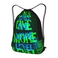 thumbnail image 3 of XMXT Waterproof Gym Bag, Game Mode Slogan Green Prints Drawstring Backpack for Men, s Black, 3 of 8