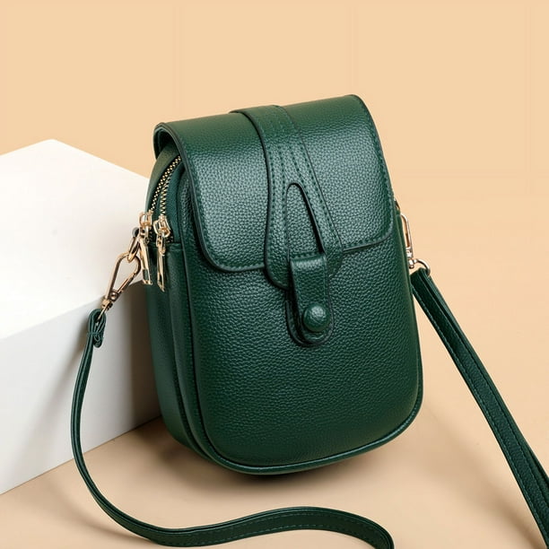 Mini bolso de hombro de cuero multifuncional para mujer para teléfono móvil/de deporte
